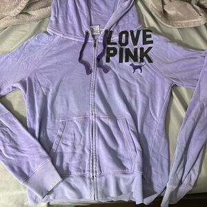 PINK women’s zip up purple hoodie size small
